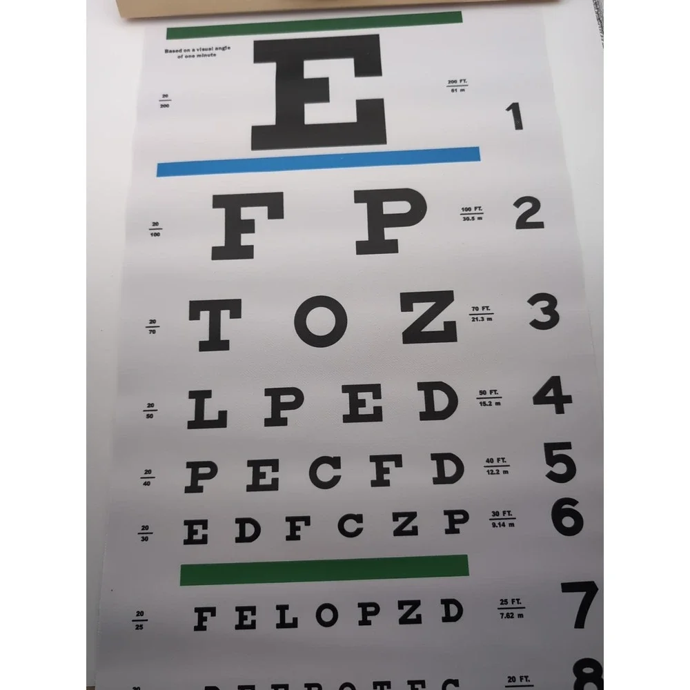 Eye Charts‎ for Eye Exams 20 Feet Snellen Eye Chart with Wooden Frame Chart Only